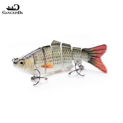 China Unpainted ABS Plastic 18 Colors 19g 100mm Peche 6# Double Hook Fishing Lures 6 Segment Multi Shad Jointed Swimbait ABS Plastic Bait for sale