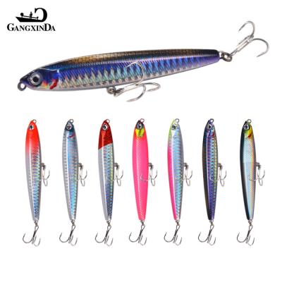 China ABS Artificial Lures Crankbait Fishing Tackle Pencil Fishing Sinker Wobblers With Carbon Steel 3D Hook Eyes ABS PESCA for sale