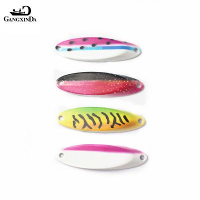 China Eco-friendly Multi Specification 5g-40g Metal Spoon Colorful Plated Casting Fishing Lure Spoon Blade Bait Chamfer Lure for sale