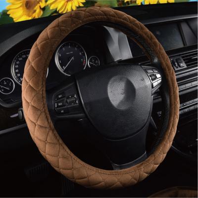 China Black Eco-Friendly Genuine Leather Black Leather Steering Cover for sale