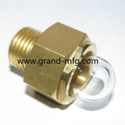 China Domed Brass Oil Sight Glass for Pump Gearboxes and Compressors NPT UNC Metric Thread High Temp and Pressure Resistance OEM Available for sale