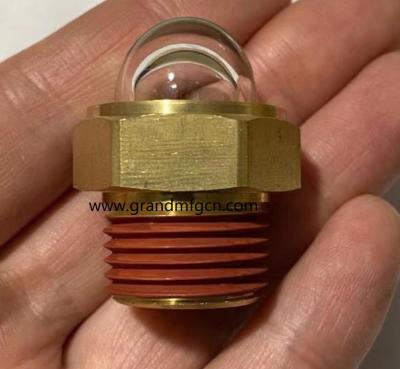 China USA male NPT thread3/8 INCH brass domed oil level sight glass hex screw-in Oil level sight glass window with thread lock Brass Oil Sight Glass for Pump Gearboxes and Compressors Brass Material NPT for sale