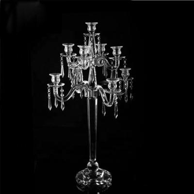 China Europe 9 Heads Luxury Clear Crystal Candle Holder Wedding Centerpiece Table Decoration /bead Pendants Candelabra Candelabra for sale