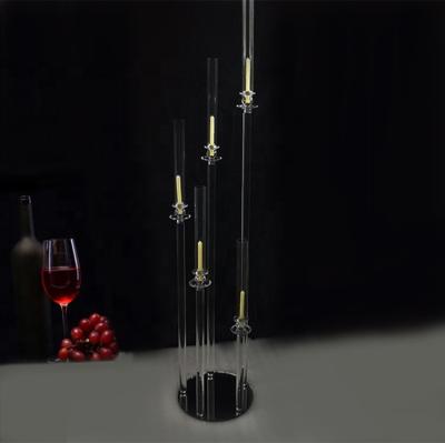 China Europe factory hot sale crystal wedding centerpiece beautiful long-stemmed hurricane glass candle holder for sale