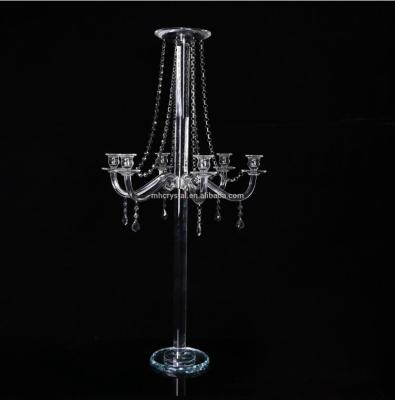 China Modern Wholesale Baccarat Flower Stand Crystal Candelabra Weddings Decoration Centerpiece for sale