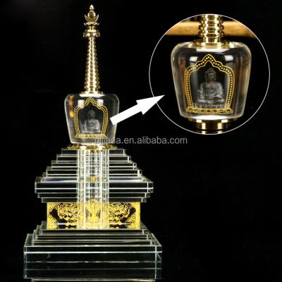 China China New Arrival Delicate Temple Decoration Product Buddhism Crystal Glass Stupa Religious Tower for sale