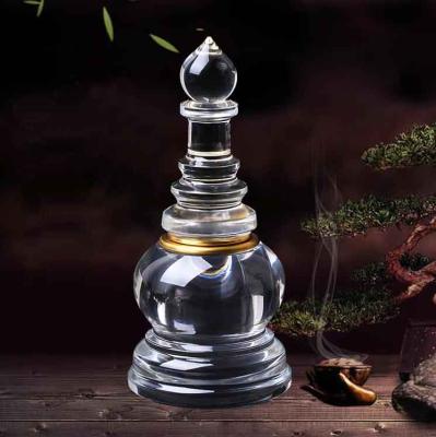 China Europe Small Clear Crystal Glass Powering Relic Stupa Buddhist Tower Tibetan Buddhism Treasure Trunks Decor Craft Gift for sale