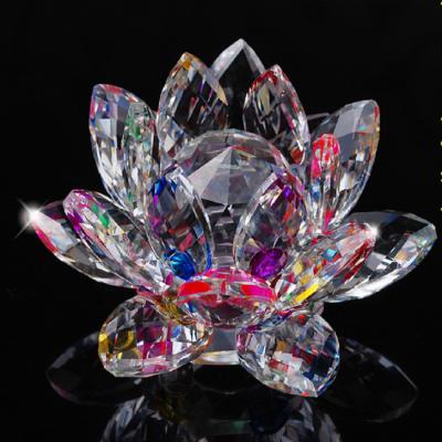 China Europe Home Decoration 7 Lotus Flower Colored Glass Crystal Candle Holder for sale