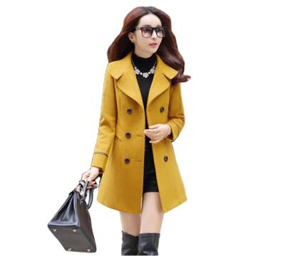 China 2021 Anti-Wrinkle Women Autumn Cute Winter Warm Designer Pea Long Korean Trench Coats For Ladies Women for sale