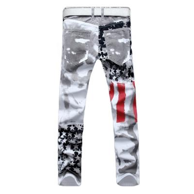 China X-Mier QUICK DRY 2022 New Fashion Wholesale USA Flag Print Jeans High Stretch Slim Mens Pants Plus Size Mens Jeans for sale