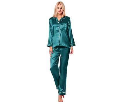 China X-Mier 2022 Wholesale Women's Satin Silk Pajamas Set QUICK DRY Amazon Silk Button Up Hot Sale Sleepwear Loungewear for sale