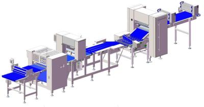 China Het croissant maakt omhoog lijn/gevuld of ongevuld croissant met capaciteit 10000pcs/hr en gewicht 25g ~ 80gr Te koop