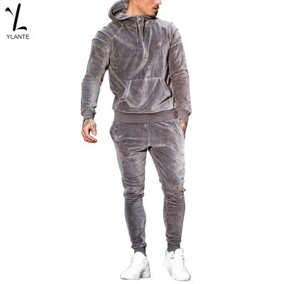 China Wholesale Breathable Simple Cotton Velvet Sweatsuit Men Velor Tracksuit Custom for sale