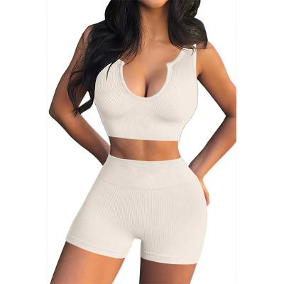 China Lady Breathable Workout Sweat Snack 2021 Summer Warm Breathable Biker Shorts Women's Fitness Booty Candy Shorts Set Two Piece for sale