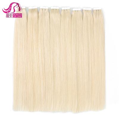 중국 Big Color 60a Ash Blonde Tape Drawn Indian Current Wholesale 10a Silky Straight Wave Double In 100 Hair Tape In Hair Extensions 판매용