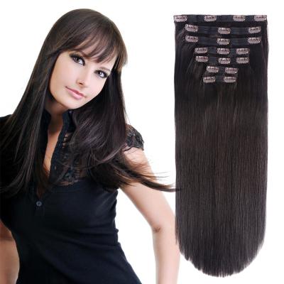 China Clip In Hair Extension Good Quality Black 100% Raw Indian Virgin Hair Real Cuticle Aligned Straight Remy Human Hair Clip In Hair Extension Te koop