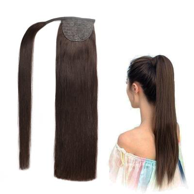 中国 Afro Silky Straight Hot Wave Product Long Wrap Around Clip In Drawstring Ponytail Real Hair Pieces, 100% Hair Extensions Ponytails 販売のため