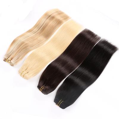 China High Quality Raw Silky Straight Wave 10a Remy Double Weft Indian Hair Bundles, Hand Tied Machine Made Human Hair Weft Extensions for sale