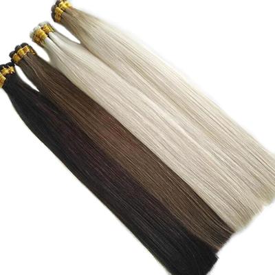 China 100% Hand Drawn Silky Straight Virgin Russia Virgin Hair Cuticle Aligned Double Drawn Wave European Remy Hair 100% Hand Tied Weave Hair Weft Extension for sale