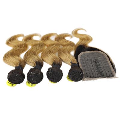 China Wholesale Body Wave Colored Hair 100% 4 Bundles With Closure Bundle Deal zu verkaufen