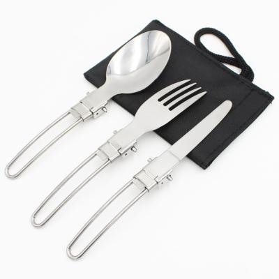 China Multi Functional Titanium Folding Utensil Set - Foldable Fork Knife Spoon Metal Silverware Utensils for Camping, Backpacking, Hiking for sale