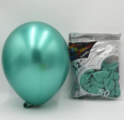 China Advertising Toy Green High Quality 12inch Latex Party Chrome Balloons Metal Balloons for sale