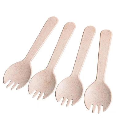 China 115mm Disposable Wheat Salad Ice Cream Mini Spork for sale