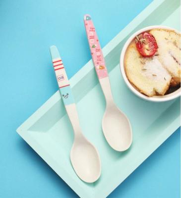 China Biodegradable Disposable Bamboo Fiber Spoon Home Eating Small Spoon Portable for sale