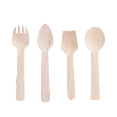 China Paquete de 100 mini cucharas de madera desechables cuchara de degustación de extremo cuadrado pequeña para helado en venta