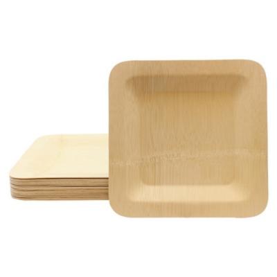 China 9 Inch Environmentally Friendly Biodegradable Square Bamboo Plate For Wedding Hotel for sale