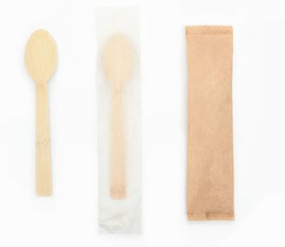 Chine cuillère jetable biodégradable de cuillère en bambou compostable de 17cm avec le sac de papier d'emballage à vendre