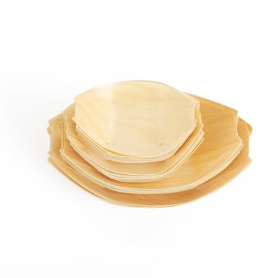 China 5inch Pine Wood Disposable Serving Cone Sushi Boat Serving Tray for sale