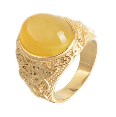 China Wholesale Vintage Jewelry Ring Oval Agate Stainless Steel Ring 18k Gold Ring for sale