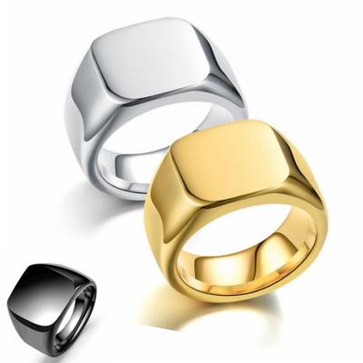 China FASHIONABLE Custom Stainless Steel Yellow Gold Adjusted Engravable Seal Rings for sale