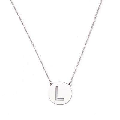 China Initial Alphabet L Silver Color Disc Necklace LN-006A-L CLASSIC Letters 26 Letter Necklace Women Friends Family for sale