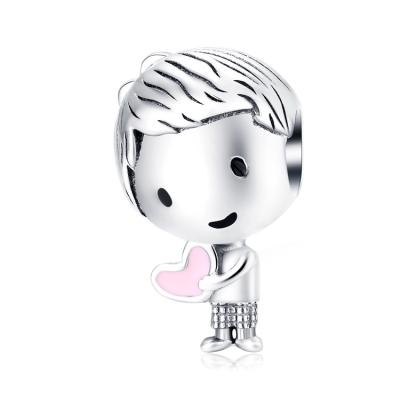 China METALS Valentine Gifts 925 Sterling Silver European Boy and Girl Big Hole Charm Beads for Bracelet for sale