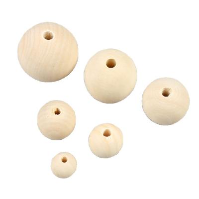 China 100pcs Unfinished Natural Wooden Round Wooden Beads For Crafts DIY Jewelry Making 4-50mm for sale