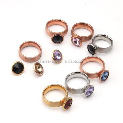 China Stainless Steel CLASSIC Women's Interchangeable Gem Ring for sale