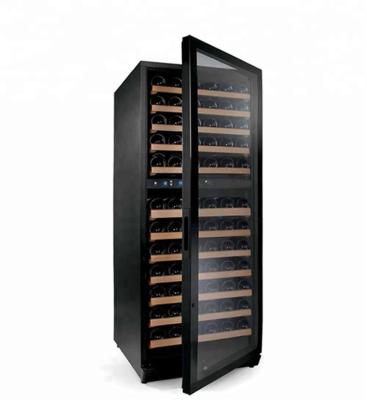 China Full Rack 308L 111Bottles Mini Double Ball Bearing Wooden Glass Door Wine Fridge Full Area Sliding Wine Fridge Wholesale for sale