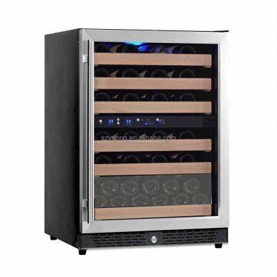 China Blue Lights Two Zones Built In Wine Cooler Wine Fridges for sale