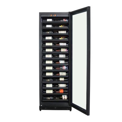 China Colorfull Light Built In New Fasion 54 Bottle Invert Compressor Single Zone Glass Door Wine Cooler for sale