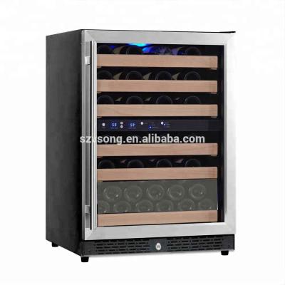 China Hotel 54 Bottle Dual Zone Compressor Built In Glass Door Wine Cooler for sale