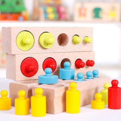 Chine école maternelle Knobbed de blocs-cylindres de Montessori de prise sensorielle de cylindre de 3cm à vendre