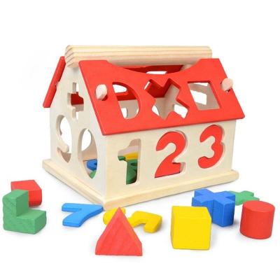 China Sorting Math 12.5cm Geometric Wooden Blocks Stacking Educational for sale