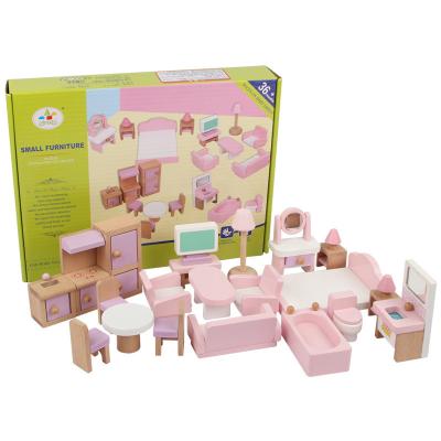 China Classical 10.5cm Natural Mini Wooden Doll House Toys Furniture for sale