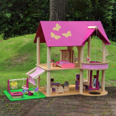 China Children ISO9001 Castle Wooden Doll House Toys Barbie Dream House for sale