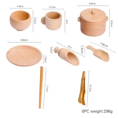 China Tableware 8.9cm Wooden Miniature Kitchen Set Wooden Cooking Set Toy for sale