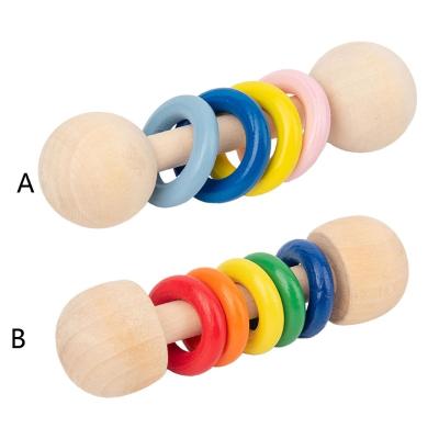 China Gym Rodent 10.7cm Wooden Rattle Ring Montessori Wooden Teethers Safe for sale