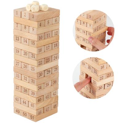 China Blocos de Jenga dos dominós dos blocos de apartamentos do log de Digitas 51PCS à venda