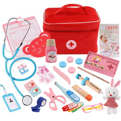 China OEM Portable Kids Simulation Wooden Toy Doctor Kit for sale